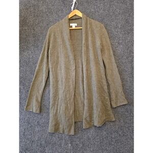 Kenar Cardigan Sweater Womens Medium Green 100% Cashmere Open Front Longline